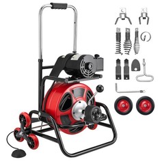 Uimoso 75 FT x 1/2 Inch Drain Cleaning Machine with Auto-Feed and 8 Cutters