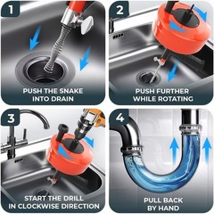 Revolutionary 50 FT Drain Auger &ndash; Effortless Unblocking with Drill Attachment