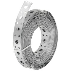 3/4 Inch x 33 ft 0.6mm Thickness Galvanized Pipe Strap Multiple, Silver Tone