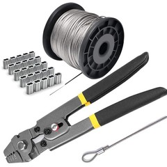 Wire Rope Crimping Tool Kit, with 1/16-304 Stainless Steel Cable 165 ft (7&times;7 Str