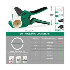 75mm PVC Pipe Cutter, 2-1/2&Prime; Sch 40 PVC Ratchet Cutter, Dark Gr&hellip; FAST USA SHIP
