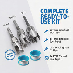 3PCS PVC Pipe Threader Kit, Integrated Internal & External Pipe Threading Tool f
