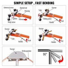 VEVOR Ratcheting Pipe Tube Bender 1/4&Prime;-7/8&Prime; 90&deg; Forward/Reverse Bending 7 Dies
