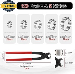 120PCS PEX Clamp Kit Stainless Steel 3/8-1&rdquo; Crimp Rings with Tool for Plumbing