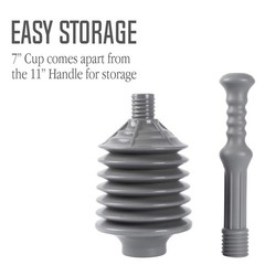 JS Jackson Supplies Professional Bellows Accordion Toilet Plunger, High Gray
