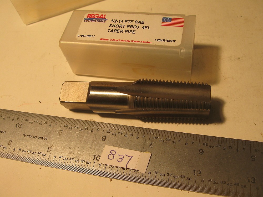 1 pc 1/2-14 PTF 4F Regal Taper Pipe Tap SAE Short Proj 1204R152CT New (837)