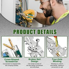 Multifunctional 18 In 1 Foldable Wire Stripper with Voltage Detector and Pliers