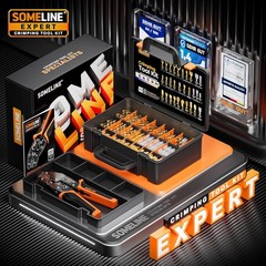 Spade Terminal Crimping Tool Kit AWG 24-14, 24 Types 2.8/3.9/4.8/6.3 mm Male & F