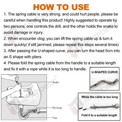50&prime; Drain Auger Plumbing Snake Clog Cable 1/2&Prime; Sewer Pipe Cleaner Durable Handle