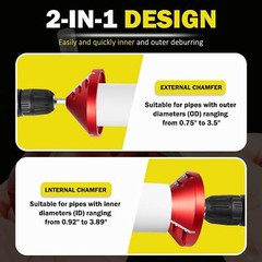 2 in 1 Inner-Outer PVC Deburring Tool, PVC Chamfer Tool, for OD 0.75&Prime; to 3.5&Prime;