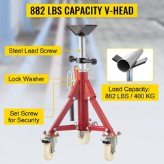 VEVOR Pipe Stand Fold-a-Jack V-Head 20-37 inch Height 12&Prime; Pipe 882 lb w/Casters