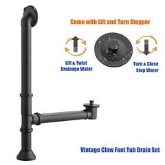 Artiwell Vintage Claw Foot Tub Drain Kit with Lift and Turn Bath Matte Black