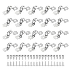 20Pcs 14mm(9/16&Prime;) 304 Stainless Steel Rigid Pipe Strap with Screws, Silver
