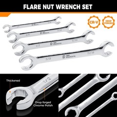 4 PCS SAE Flare Nut Brake Line Wrench Set 1/411/16 Inch Offset Head