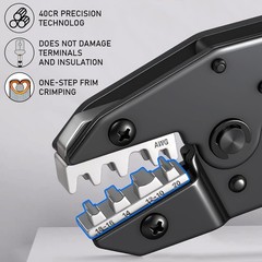 Crimping Tool for Non-Insulated Open Barrel Terminals-AWG 20-10 Ratchet Blue
