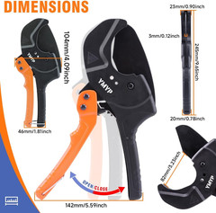 YEC-P63 PVC Pipe Cutter, Ratcheting Pipe Cutter Tool for Plastic Tubing, Cuts
