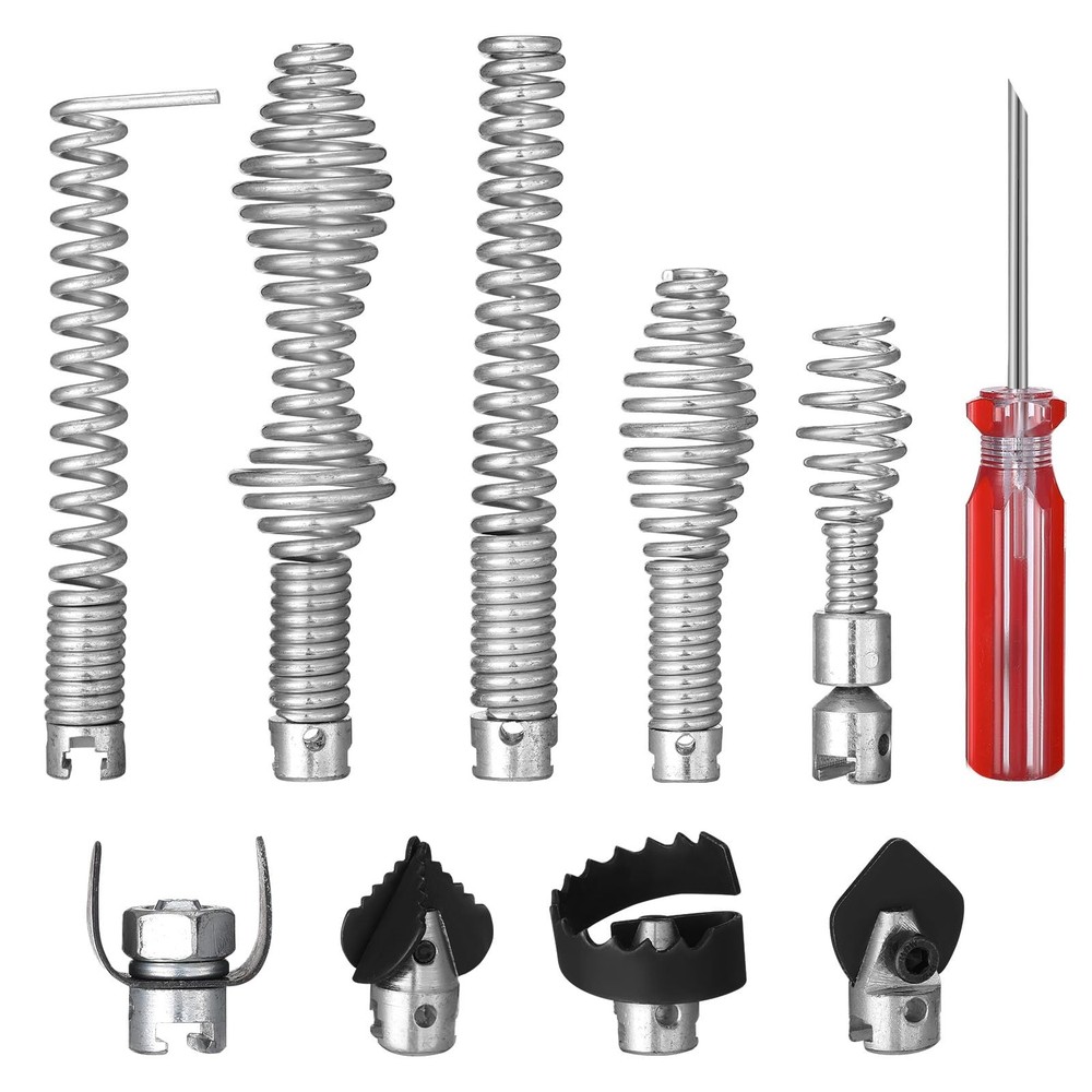 10 Pcs Drain Snake Drill Attachments Drain Auger Cutter Kit for Heavy-duty Ca&hellip;