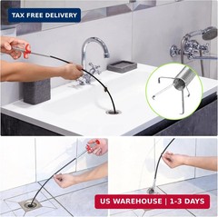 Drain Snake Auger with 4-Claw Grabber, Manual Sink Unclogger Tool, Flexible Cabl
