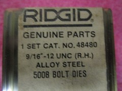 Ridgid 48480 9/16&Prime; 12 UNC Right Hand Alloy Steel 500B Bolt Dies