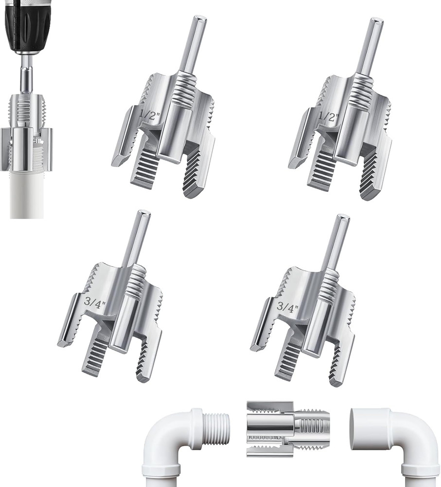 4Pcs PVC Pipe Threader, Dual-Function Pipe Thread Cutting Tool, Pipe Tapping &hellip;
