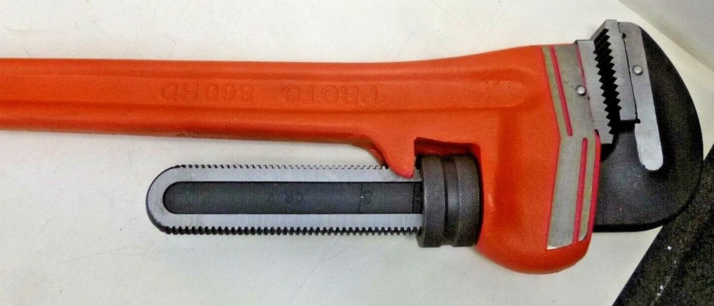 NEW! PROTO Straight Pipe Wrench, Cast Iron, Jaw Capacity 8 in, OAL 60&Prime;, J860HD