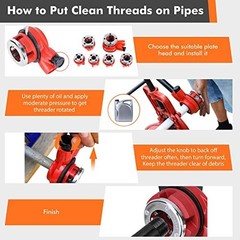 Ratchet Pipe Threader Kit 6 Dies 1/4 3/8 1/2 3/4 1 1-1/4 Inch with Storage Case
