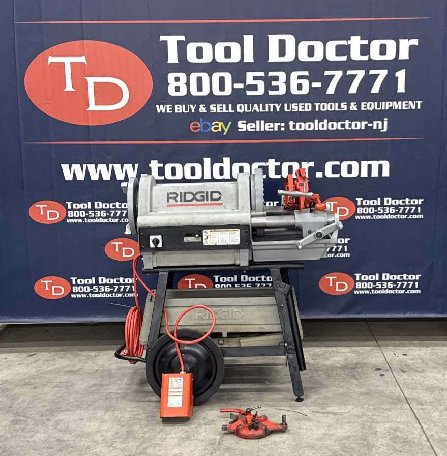 Ridgid 1224 1/2&rdquo;-4&rdquo; Pipe Threader on Stand 2 Die Heads 711 714 GREAT SHAPE #4