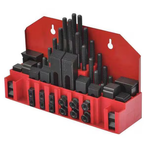 Westward Clamping Kit,9/16&Prime;T-Slot,3/8-16Stud,54pc 19T329 Westward 19T329