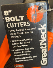 GreatNeck 8&Prime; Bolt Cutters BC8 Drop Forged Hardened Alloy Steel Compound Action