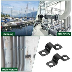 100Pcs U-Shaped Pipe Clamp, 5/16 Inch(8mm) 2 Hole U-Tube Strap Clamp, Black