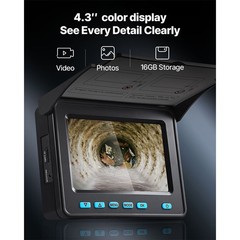 98 ft Sewer Inspection Camera with 4.3&Prime; Screen, IP68 Waterproof, 6 LEDs, 4500mAh