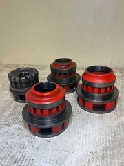 Used Ridgid 4 Pc Die heads set 1in, 2 1 1/2in, 2in See All Photos Good Condition