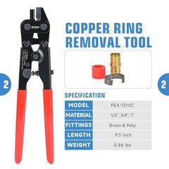 PEX Crimping Tool Kit with Cutter &ndash; 1/2&Prime;, 3/4&Prime;, 1&Prime; Copper Crimp Ring, Easy Use