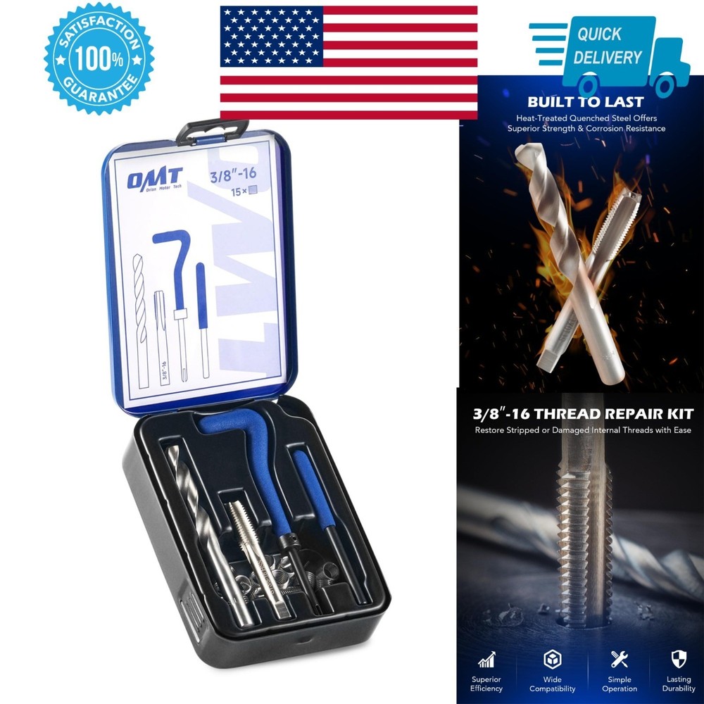 Orion Motor Tech Thread Repair Kit 3/8&Prime;-16 Internal Thread Repair Set