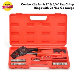 Angle PEX Crimping Tool w/ Pipe Cutter for 1/2&Prime; & 3/4&Prime; PEX Crimp Copper Rings