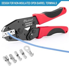 Plustool Crimping Tool for Non-Insulated Open Barrel Terminals & Receptacles AWG