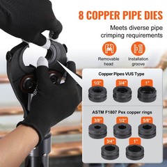 VEVOR Copper Tube Fittings Crimping Tool with 8 Jaws Pipe Cutter 360&deg; Rotatable
