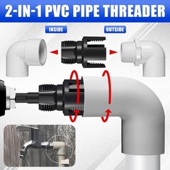 2 Pcs PVC Pipe Threader Kit Dual Function Internal External Plumbing Die