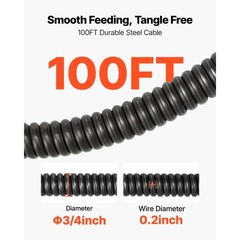 Uimoso Drain Cleaning Machine 100FT x 3/4Inch with Auto Feed and Multiple Wheels