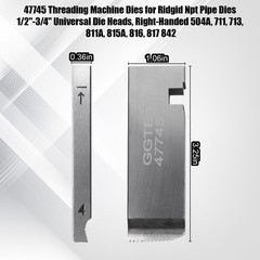 Universal Threading Machine Dies 1/2&Prime;-3/4&Prime; NPT Pipe, Hardened Steel, Right-Hande