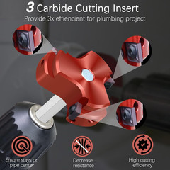 3 Blade PVC Pipe Reamer Kit 1-1/2 Inch & 2 Inch,2Pcs Plastic Pipe PVC Reamer Kit