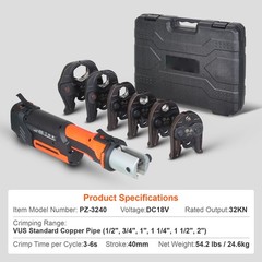 Uimoso Pro Press Tool Pipe Crimping Kit Press Tool Battery Kit with 6 Jaws