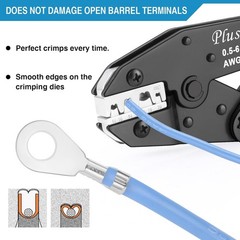 Plustool Crimping Tool for Non-Insulated Open Barrel Terminals & Receptacles AWG