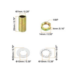 PATIKIL 1/8IP Thread 0.79&Prime; Lamp Pipe Kit with Lock Nuts Washers, 0.79&Prime;, Black