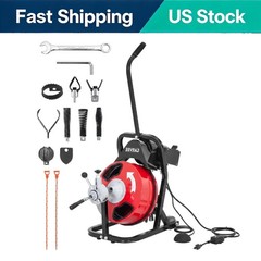 Drain Cleaner Machine 75FT 3/8 Inch Portable Auto Feed Sewer Snake