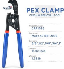 Ratchet PEX Cinch Tool with Removing Function for 3/8-In, 1/2-In, 3/4-In, 1-In S