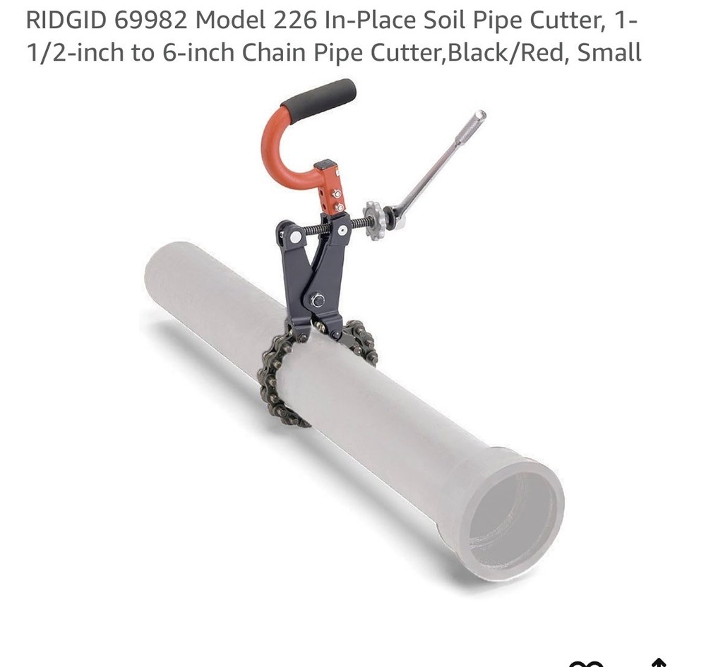 ridgid 69982 Model 226 In soil , 1-1/2&Prime; &ndash; 6&Prime; Chain Pipe Cutter/ Breaker