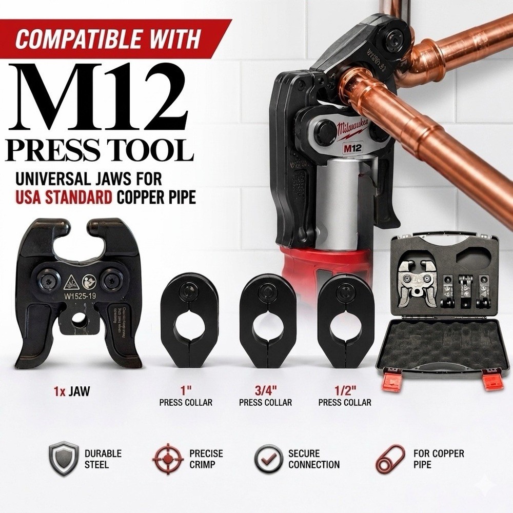 Rotatable Press Jaws Ring Set PROPRESS 1/2&rdquo; 3/4&rdquo; 1&rdquo; Pipe For Milwaukee M12