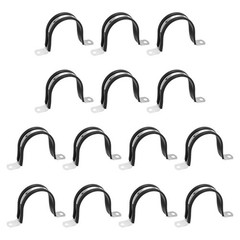 14Pcs 63mm(2-1/2&Prime;) Stainless Steel Rubber 2 Hole U-Tube Strap Clamp, Black