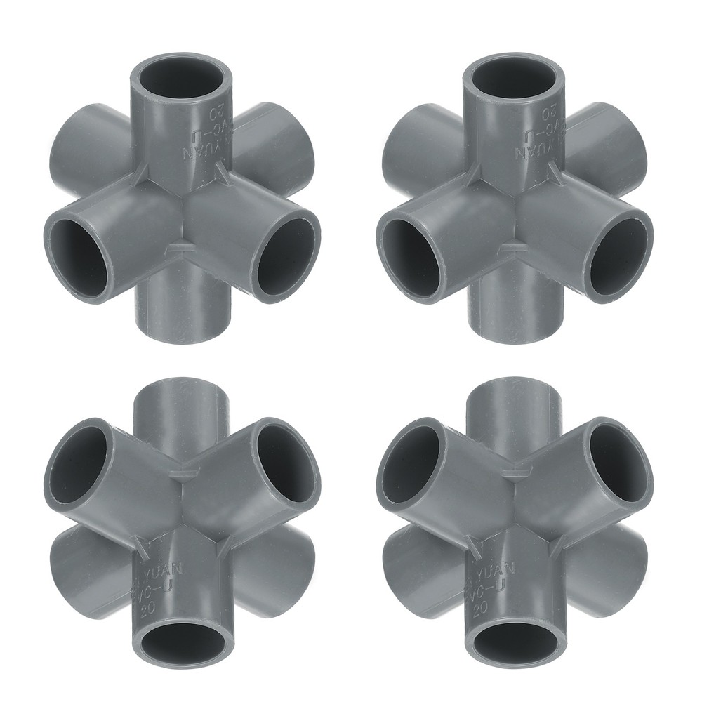 4pack 6 Way Pipe Fittings 1/2&Prime; Elbow Pipe Connector Build Grade for Garden Grey